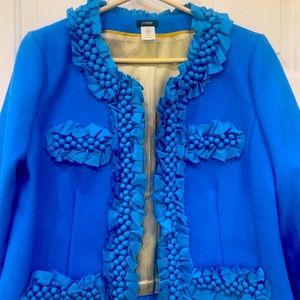 JCrew peacock blue short adorned jacket